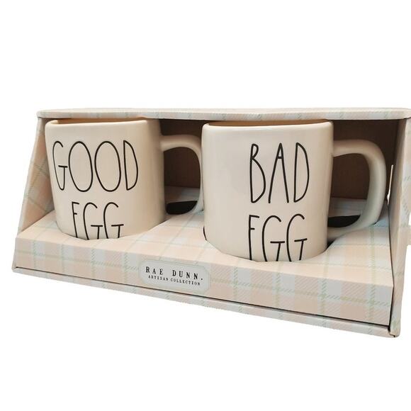 Rae Dunn "GOOD EGG" & "BAD EGG" Mug Set - Picture 1 of 1